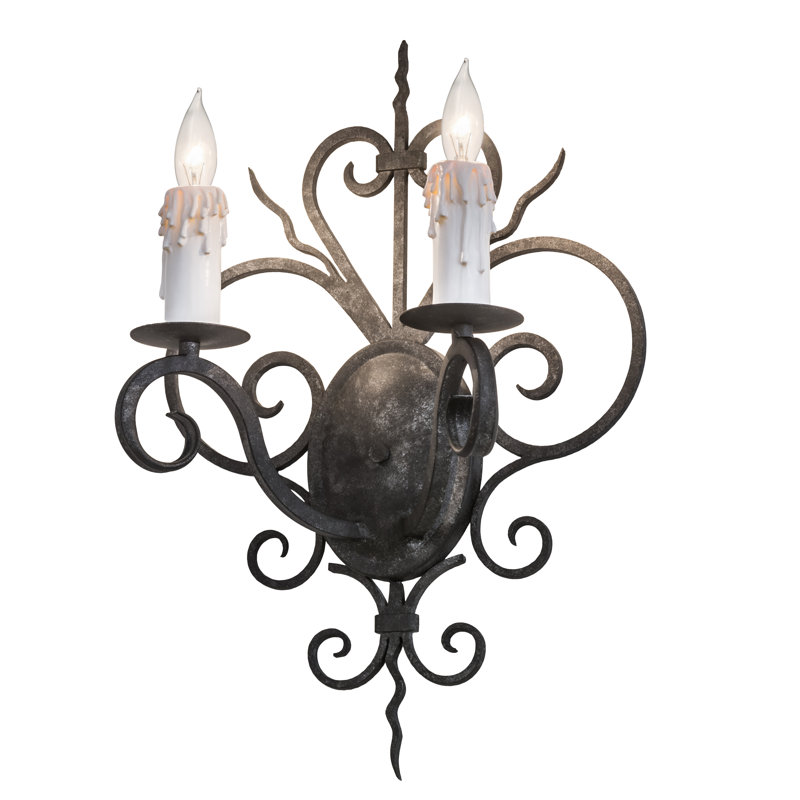 Kenneth White Iron 21" Dimmable Candle Wall Sconce
