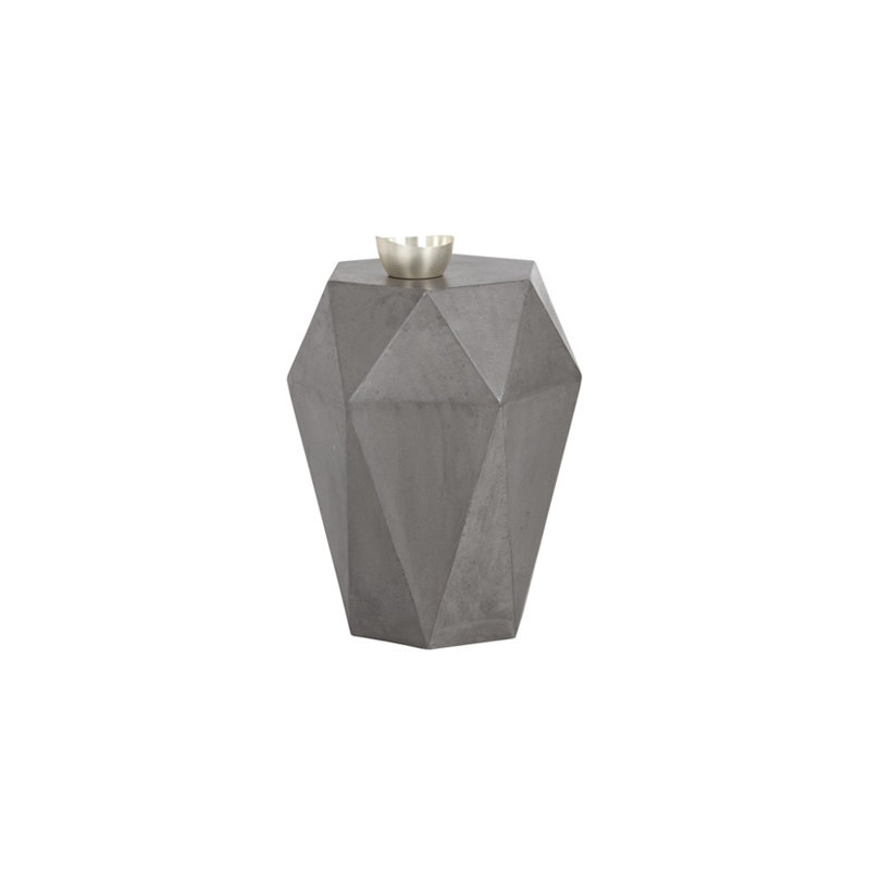 Round Grey Concrete Industrial End Table
