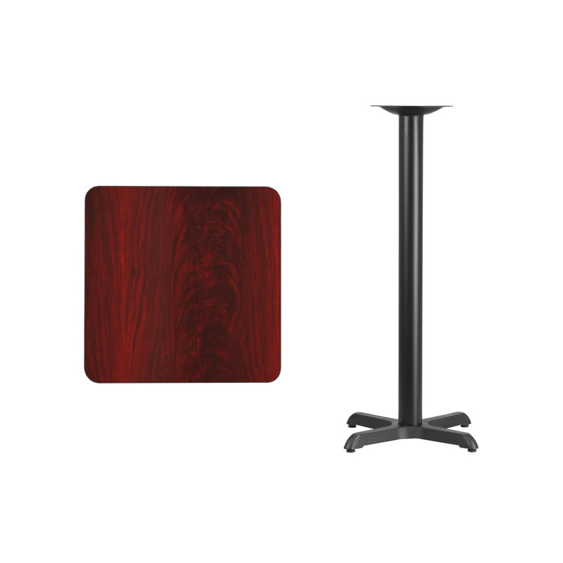 Red Laminate Square Bar Height Dining Table