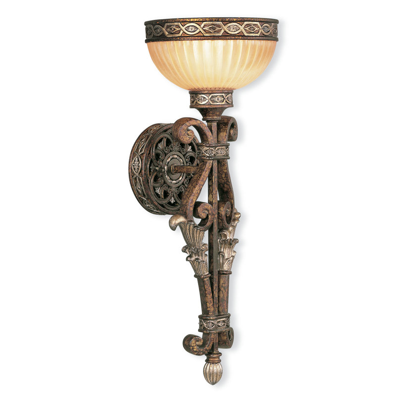 Seville Palacial Bronze Gilded Art Glass 1-Light Wall Sconce