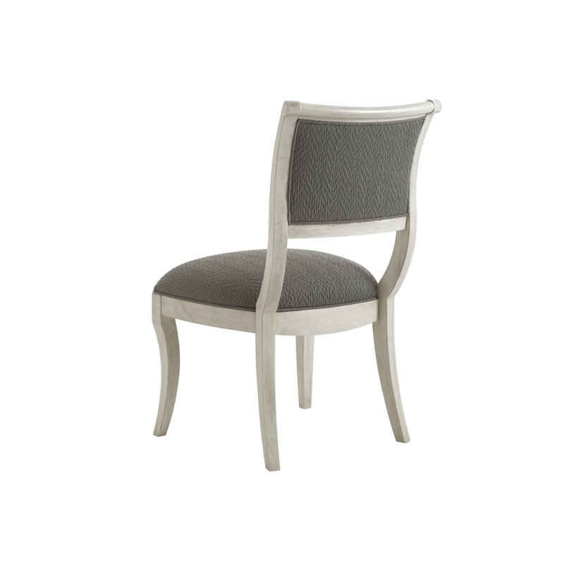 Oyster White Upholstered Mahogany Side Chair in Light Gray