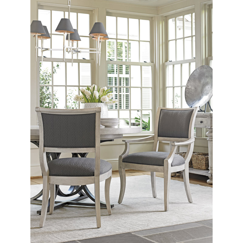 Oyster White Upholstered Mahogany Side Chair in Light Gray
