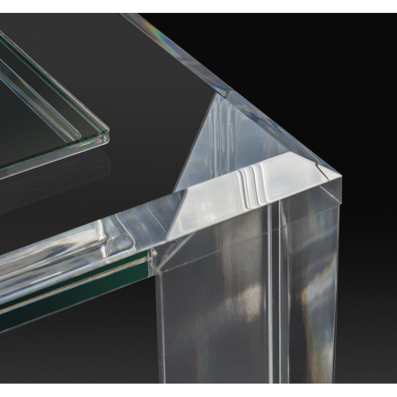 Clear Acrylic and Glass Square Side Table