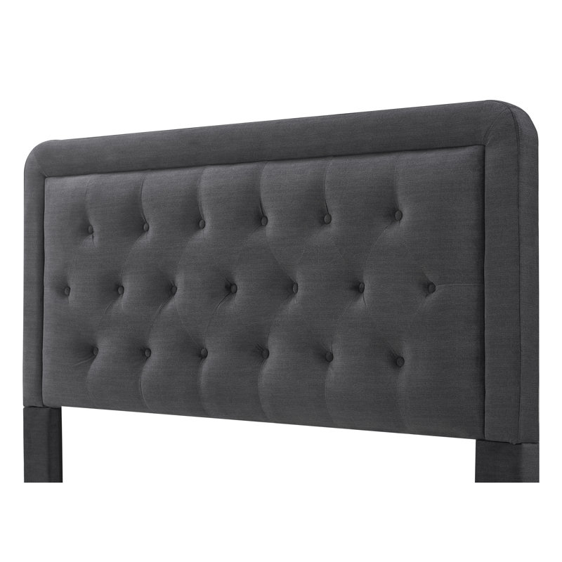 Charcoal Gray Upholstered Tufted Queen Headboard
