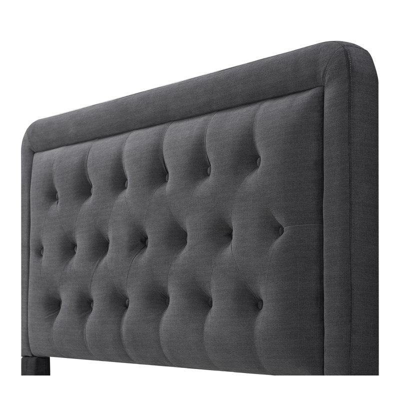 Charcoal Gray Upholstered Tufted Queen Headboard