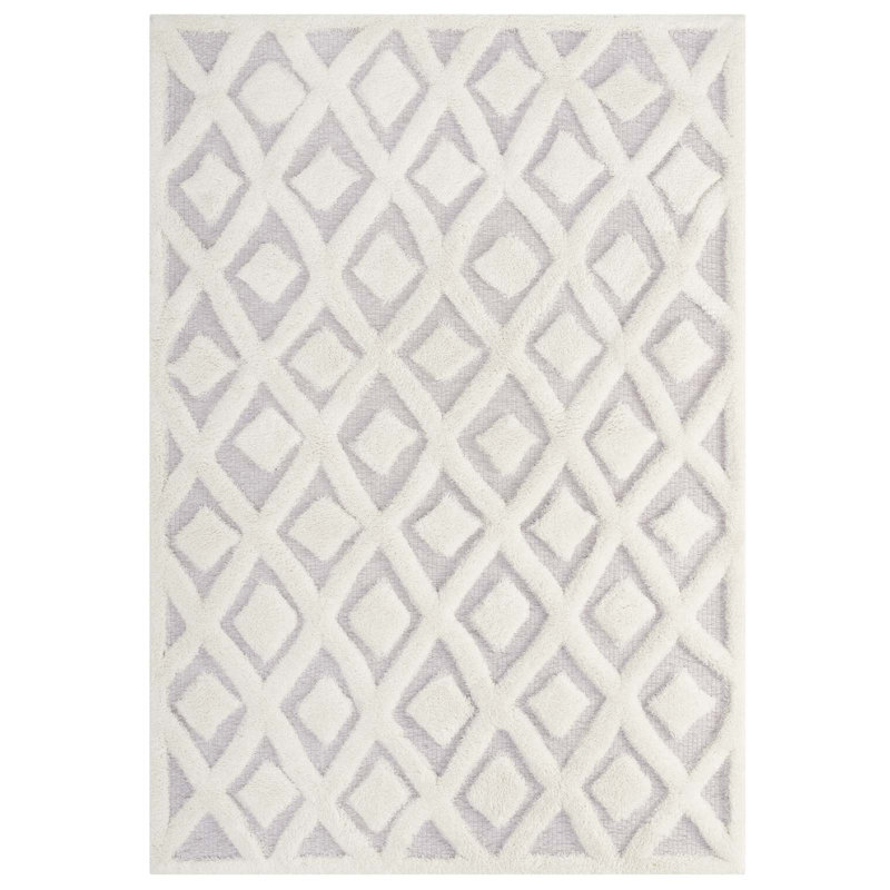 Ivory Diamond Shag Chenille 5' x 8' Area Rug