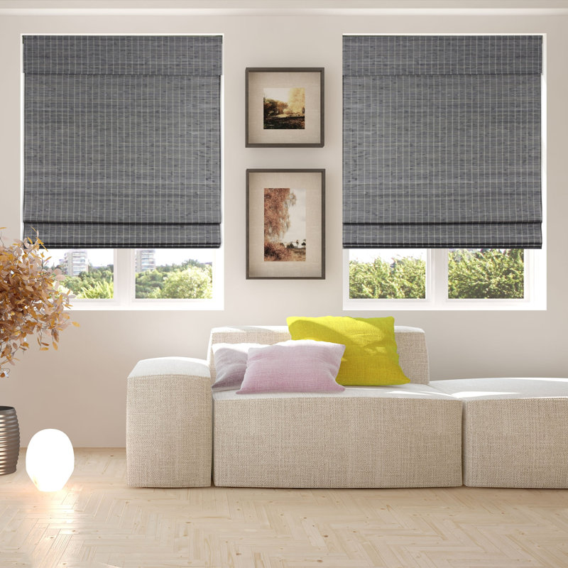 Graywash Cordless Bamboo Roman Blackout Shade 24"W x 60"H
