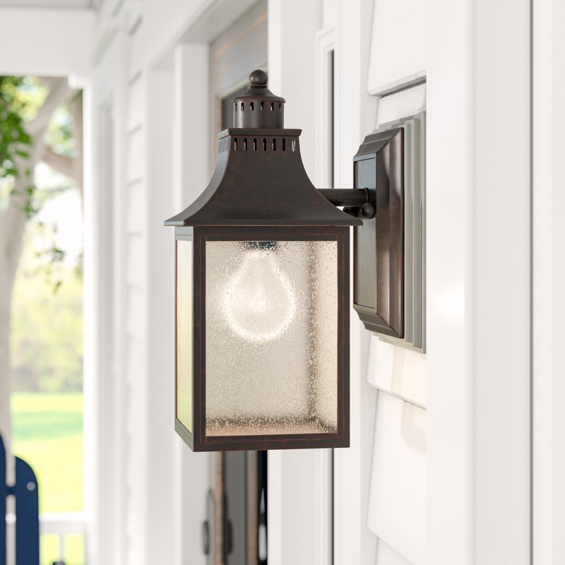 Monte Grande Bronze Outdoor Lantern with Seeded Glass