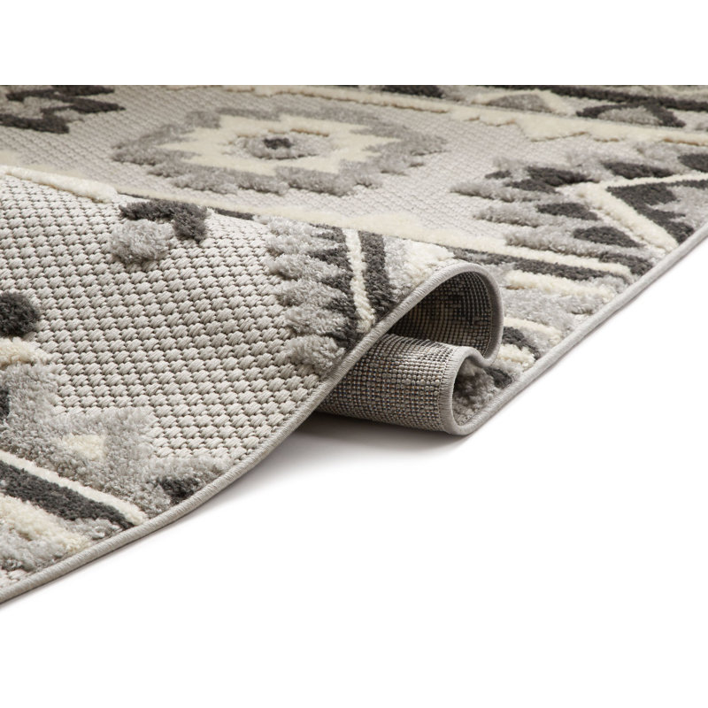 Modern Geometric Gray Flatweave Synthetic Area Rug, 7'10" x 9'10"