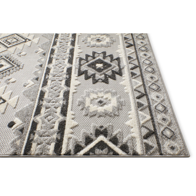 Modern Geometric Gray Flatweave Synthetic Area Rug, 7'10" x 9'10"
