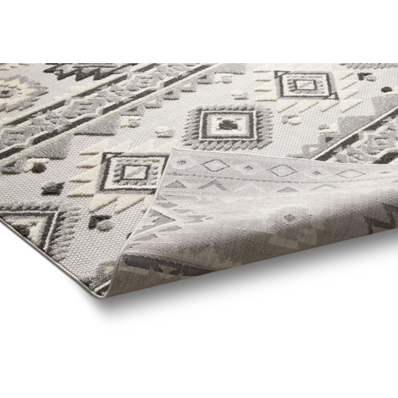 Modern Geometric Gray Flatweave Synthetic Area Rug, 7'10" x 9'10"