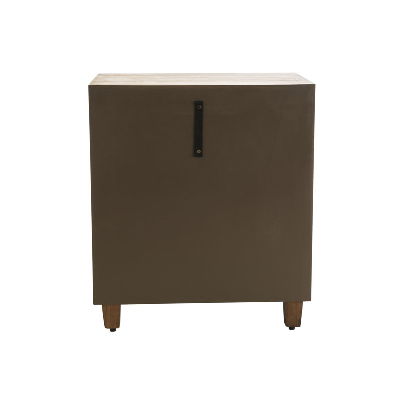 Sawyer Minimalist Ash Wood 2-Drawer Cabinet in Walnut Brown