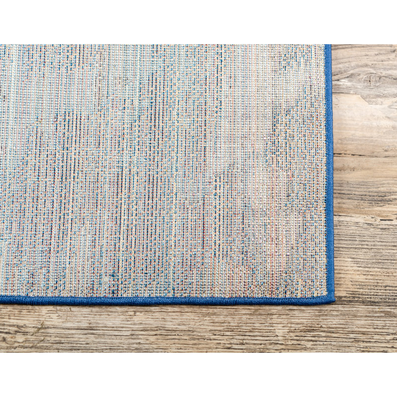 Soho Breeze 4' x 6' Light Blue Abstract Easy-Care Rug