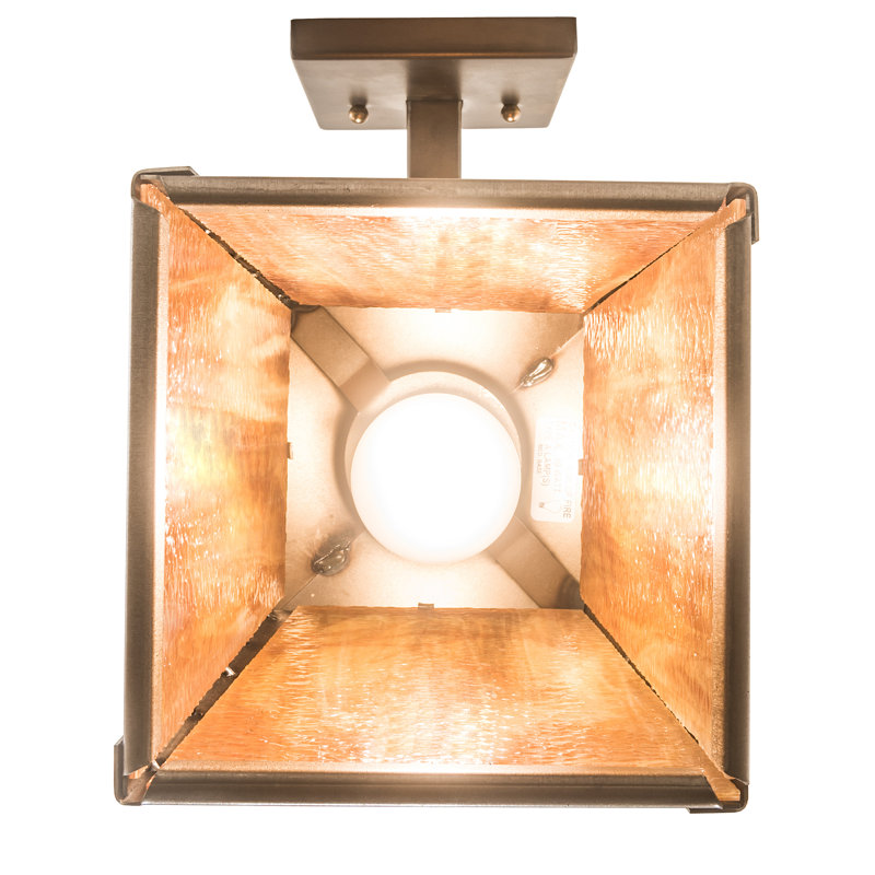 Antique Copper 12.5" Direct Wired Electric Sconce with Amber Shade