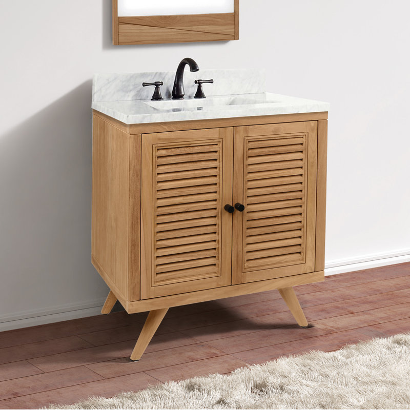 Harper 30'' Natural Teak Solid Wood Bathroom Vanity Base