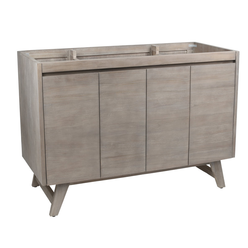 Coventry 48'' Gray Teak Solid Wood Single Free-Standing Vanity Base