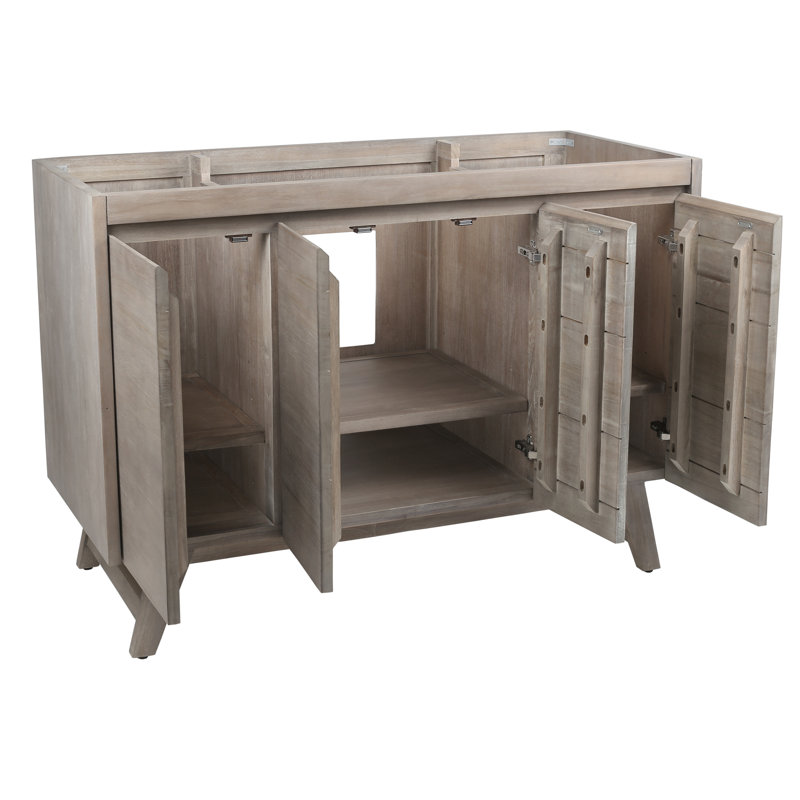 Coventry 48'' Gray Teak Solid Wood Single Free-Standing Vanity Base