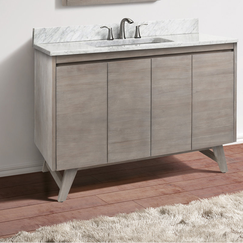 Coventry 48'' Gray Teak Solid Wood Single Free-Standing Vanity Base