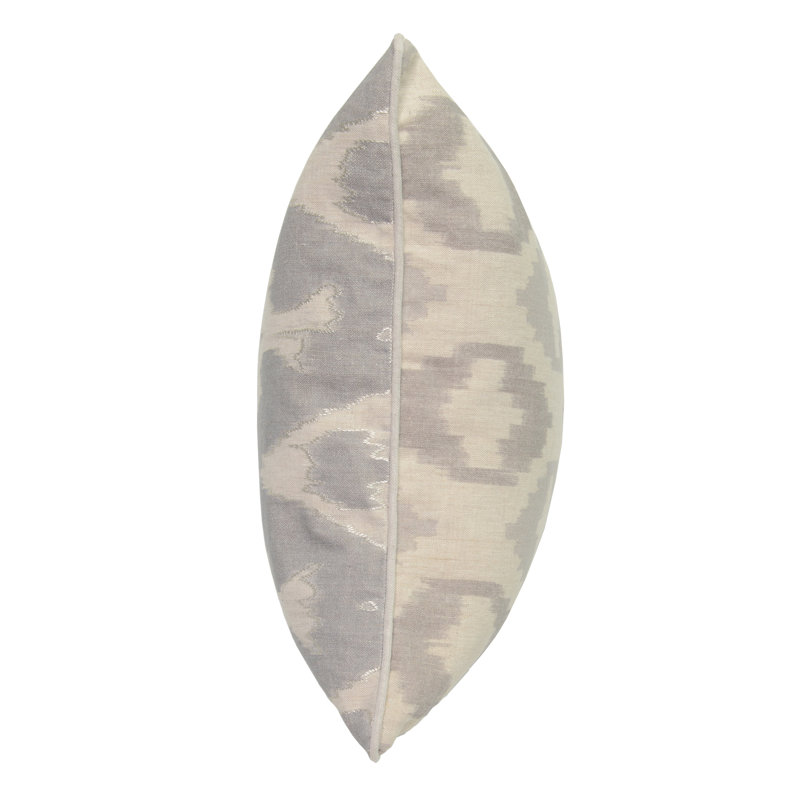 Gray Linen Square Ikat Embroidered Throw Pillow