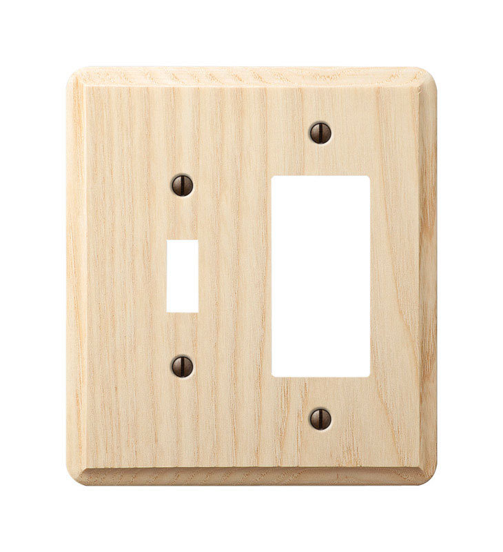 Amerelle Unfinished Ash Wood 2-Gang Rocker/Toggle Wall Plate