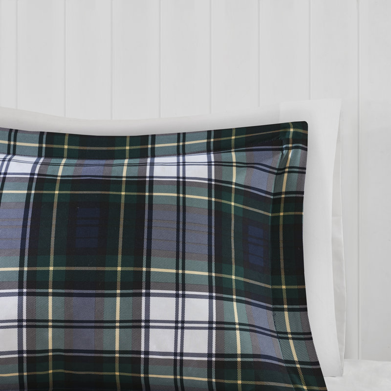 Navy Plaid Twin Down Alternative Microfiber Comforter Set