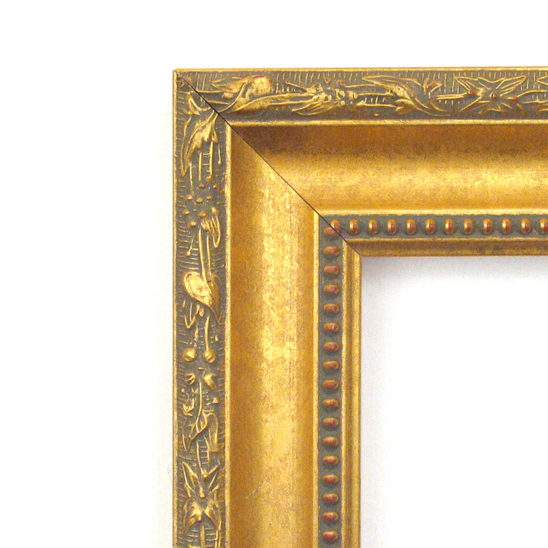 Gold Embossed Rectangular Wood Vanity Mirror