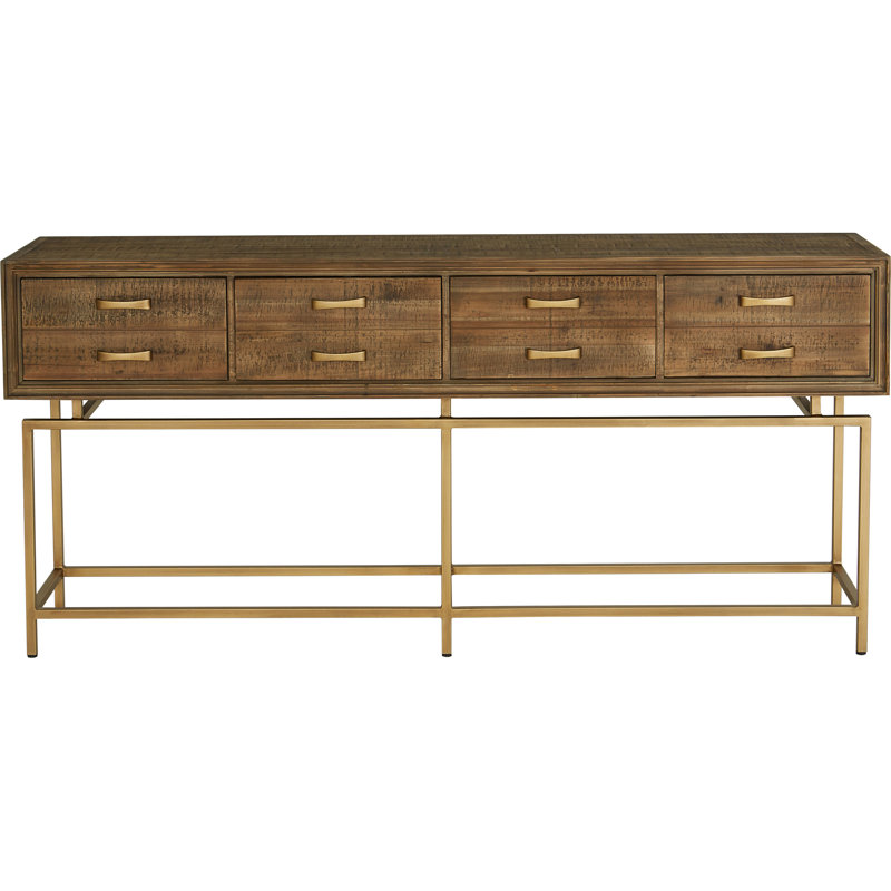 Aristocrat 71'' Brown and Gold Round Console Table with Storage