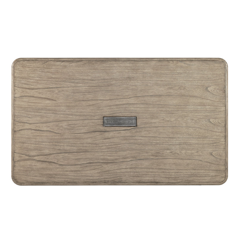 Beige Transitional Wood Rectangular Dining Table with Media Charging Station
