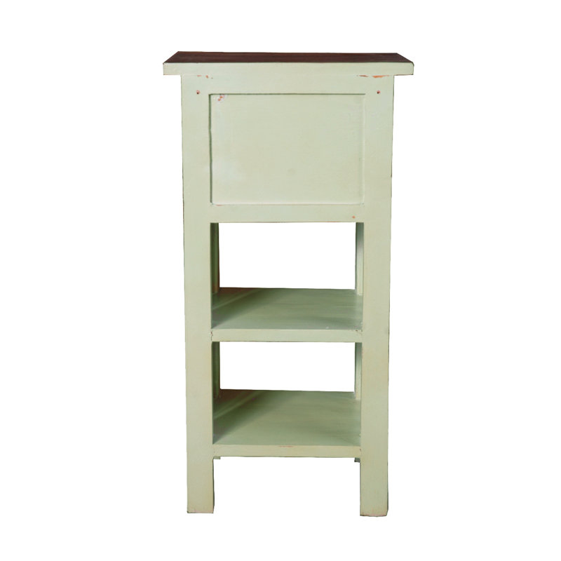 Bahama Blue Rustic Farmhouse Wood & Metal End Table with Drawers