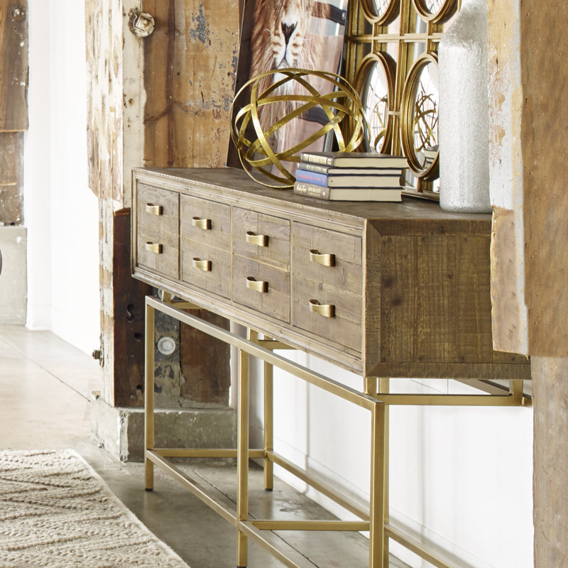 Aristocrat 71'' Brown and Gold Round Console Table with Storage