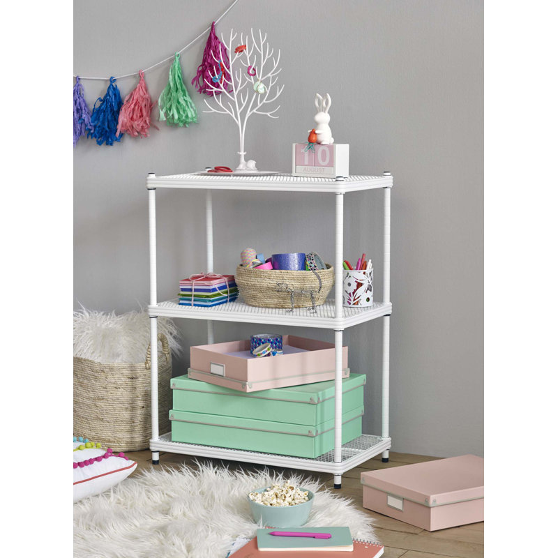 MeshWorks 3-Tier Adjustable White Metal Utility Shelving Unit
