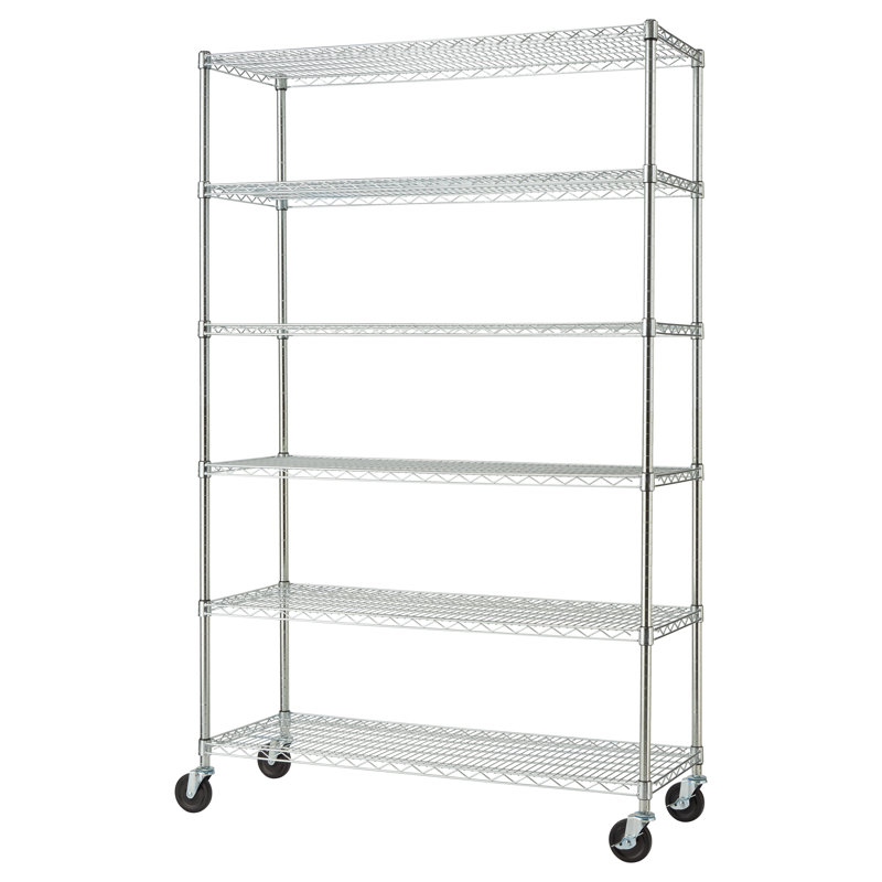 Chrome 6-Tier Wire Shelving with Wheels for Kitchen and Garage