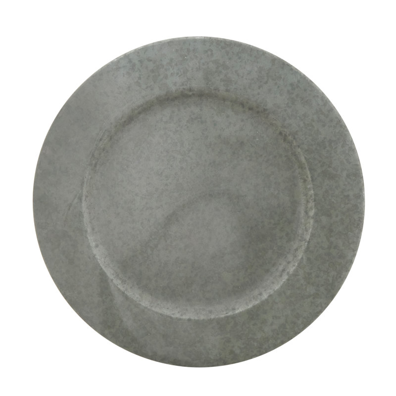 Galvanized Round Metal Charger Plate Set of 4