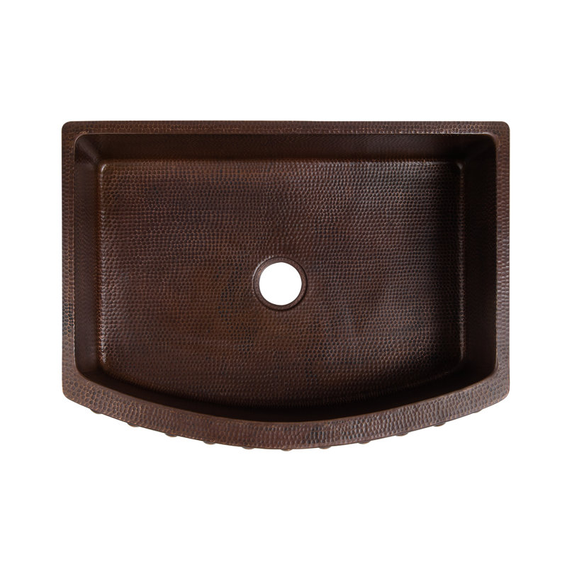 33" Hammered Copper Farmhouse Sink with Barrel Strap Design