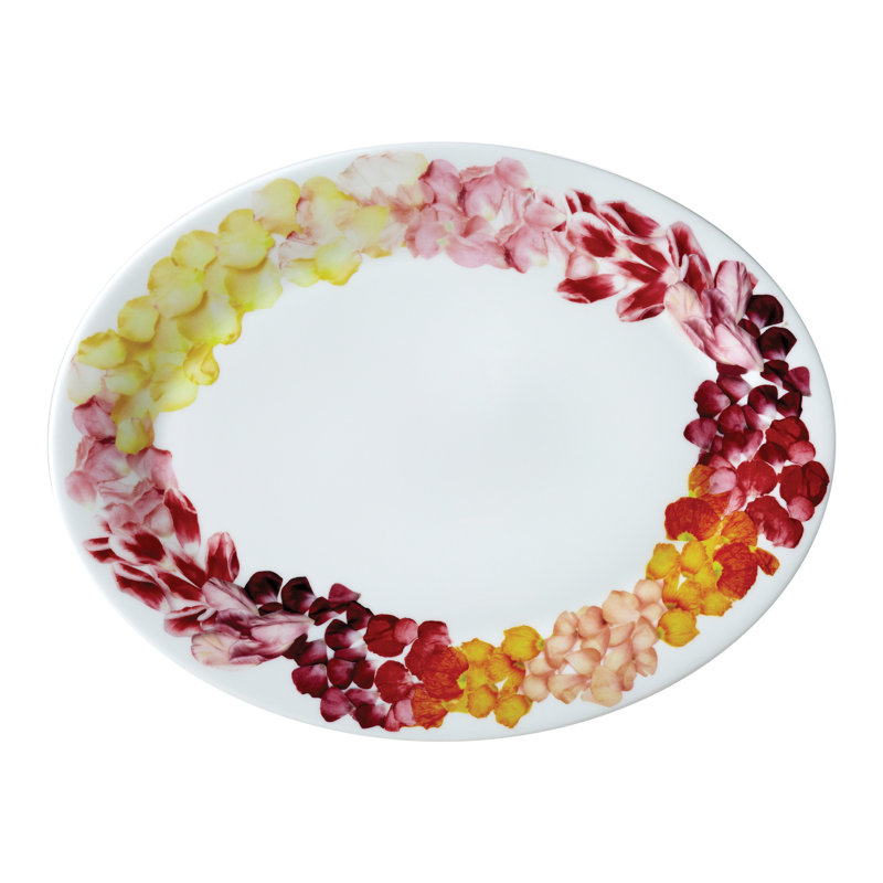 Colorful Petals Oval Ceramic Serving Platter