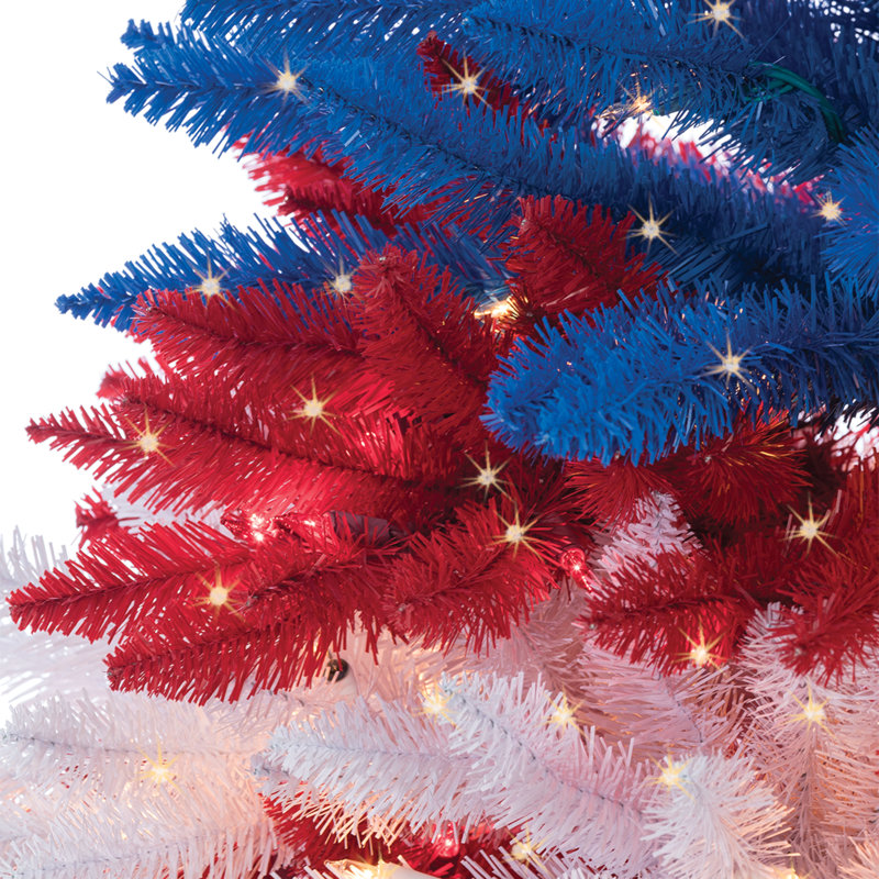 5-Foot Patriotic Red, White, and Blue Pre-Lit Christmas Tree