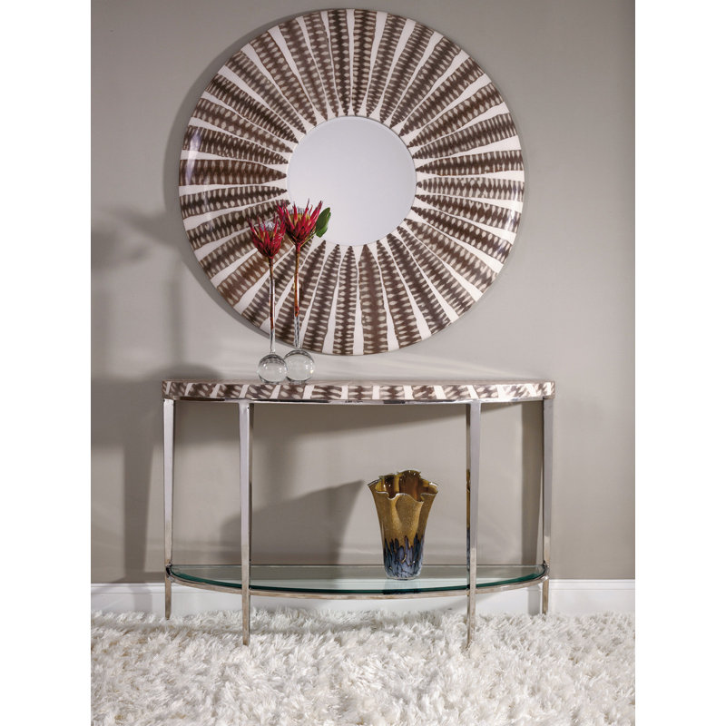 48" Beige Sea Snake Skin Round Wall Mirror