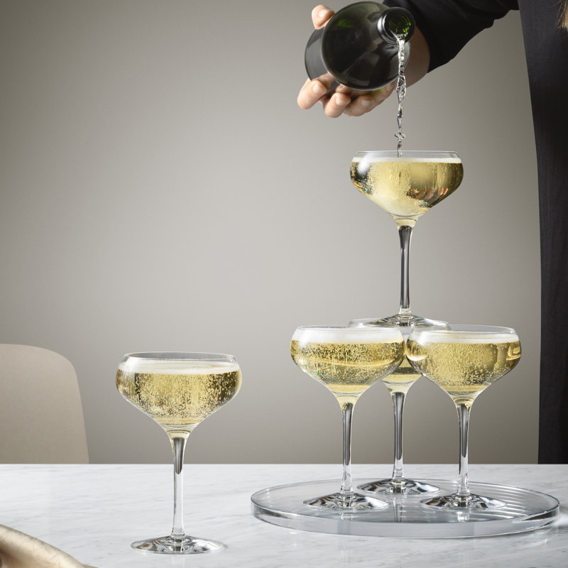Orrefors Clear Lead-Free Crystal Coupe Glass Set of 4