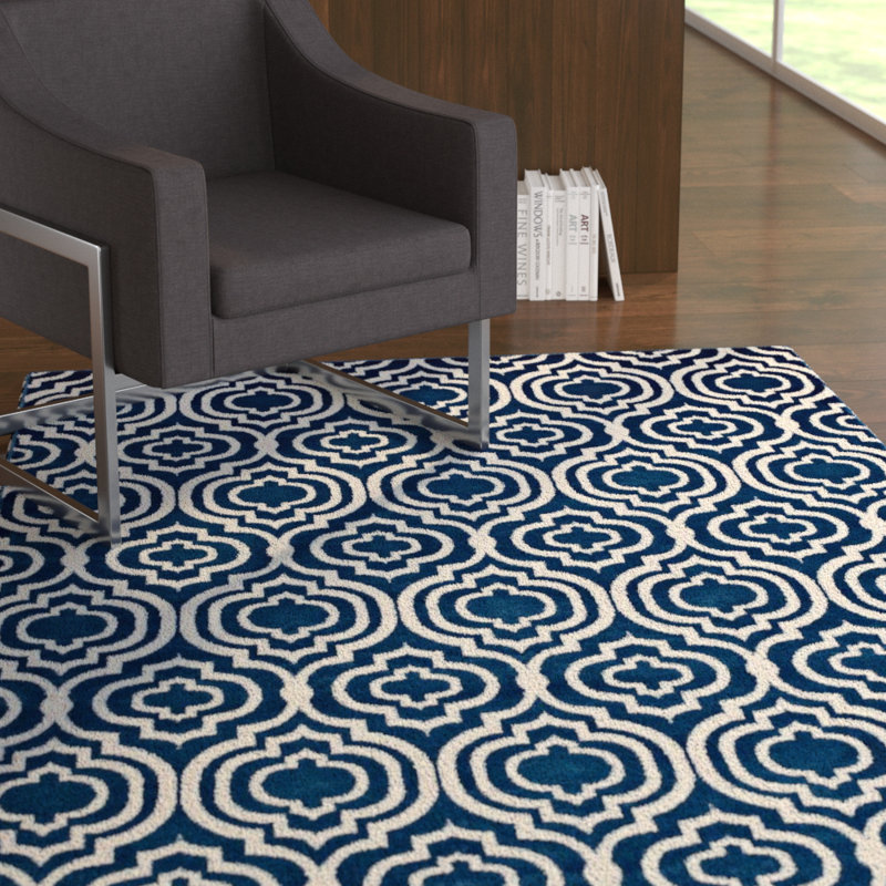 Moroccan Blue and Light Blue Trellis 8' x 10' Synthetic Area Rug