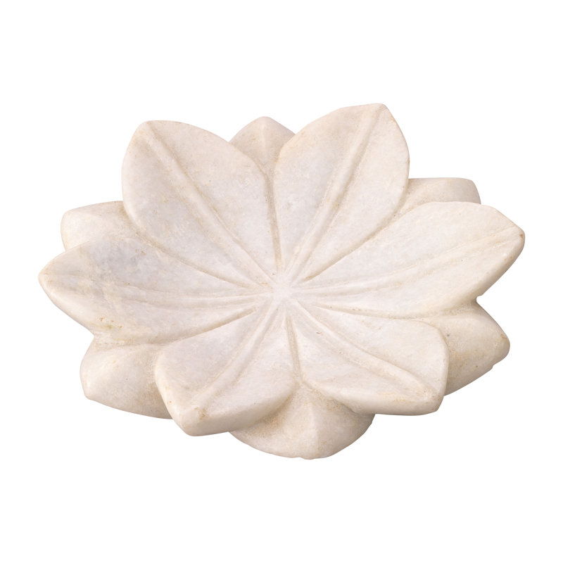 Set of 3 Small White Lotus Marble Decorative Plates