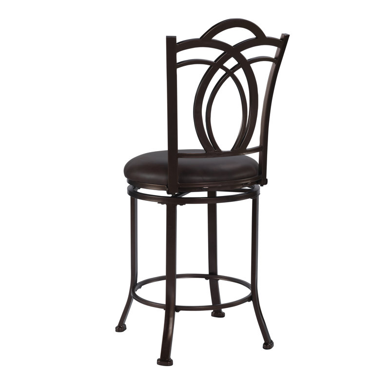 Calif Transitional Espresso Swivel Counter Stool with Faux Leather