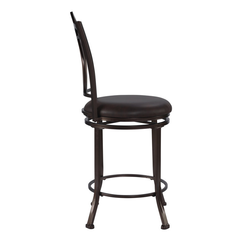 Calif Transitional Espresso Swivel Counter Stool with Faux Leather