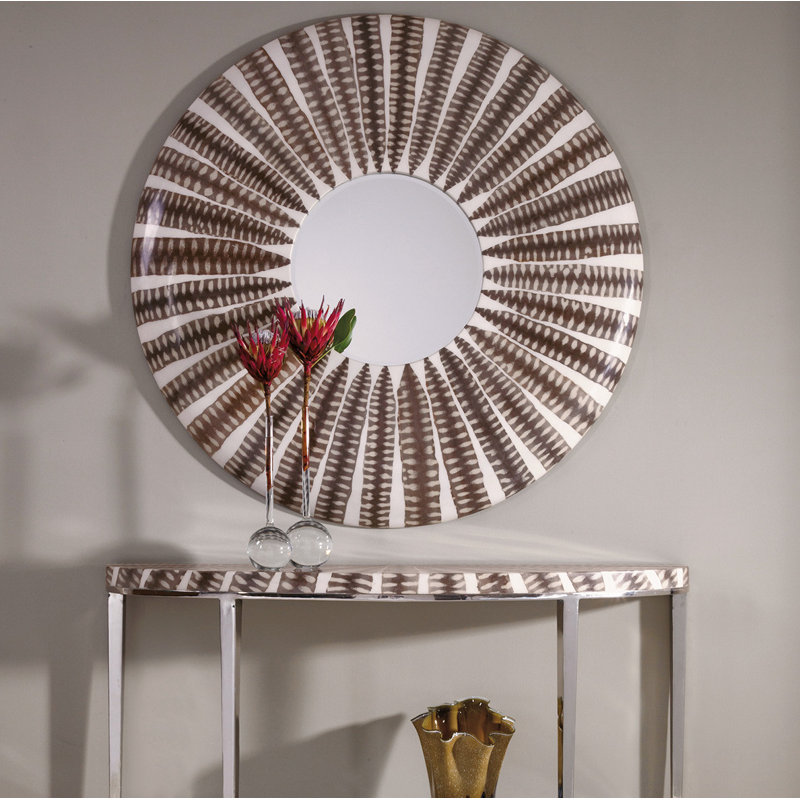 48" Beige Sea Snake Skin Round Wall Mirror