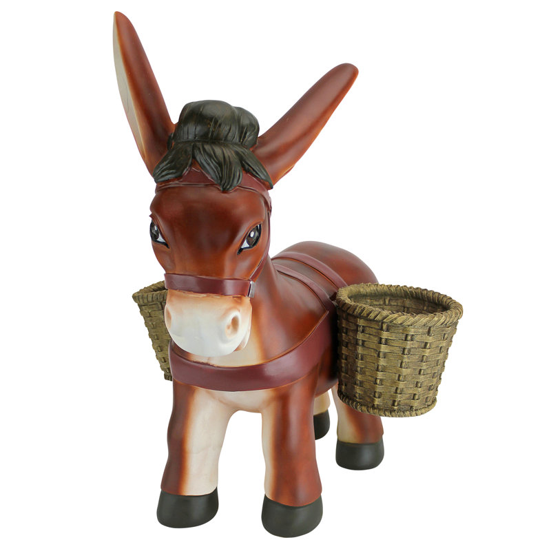 Pancho Earthy Tones Hand-Painted Donkey Resin Planter Statue