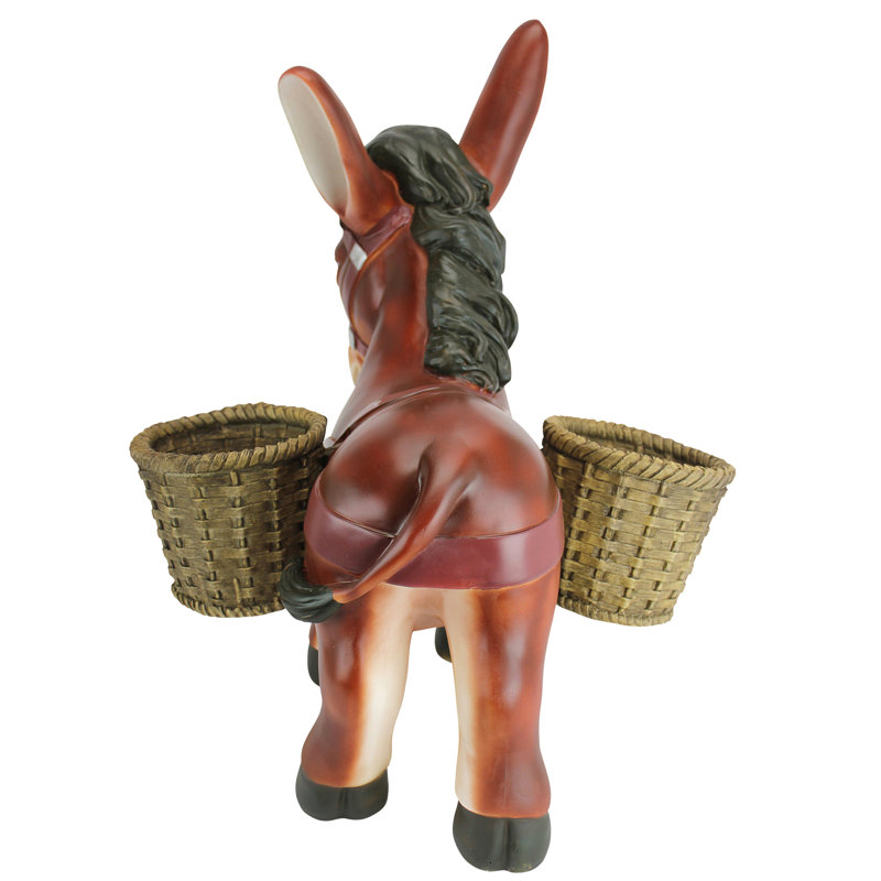 Pancho Earthy Tones Hand-Painted Donkey Resin Planter Statue