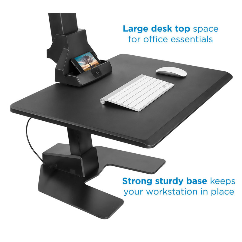 ElectraLift 28" Motorized Standing Desk Converter with Full Motion Monitor Mount