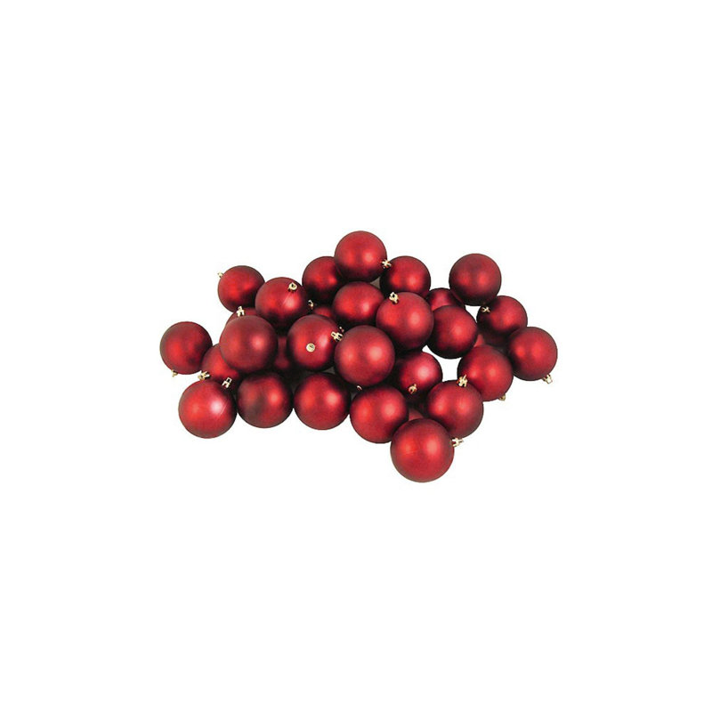 32-Piece Red Matte Shatterproof Christmas Ball Ornaments Set