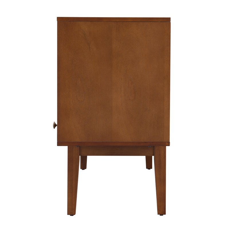 Simms 76.5" Dark Tobacco Midcentury Modern Media Console with Cane Doors