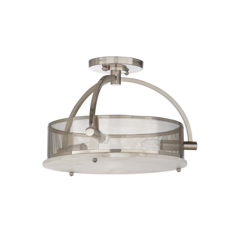 Nickel Alabaster 3-Light Semi Flush Mount Ceiling Light