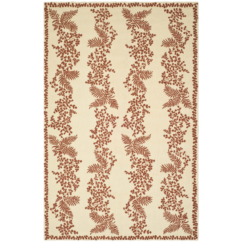 Handmade Tufted Wool Stripe Rug in Red/Burgundy - 5'6" x 8'6"